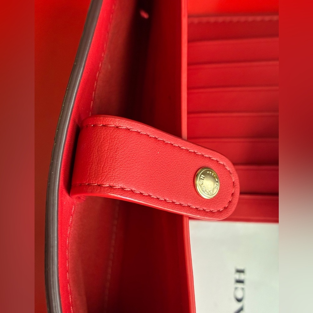 Coach Signature Canvas Wallet with Red Tab - Picture 11 of 13